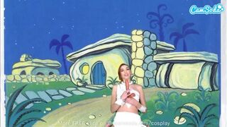 Cuki tinédzser wilma flintstone cosplayben masturbál és orálozza a nagyméretű fazsat