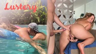 Buxom világos szőke amateur kufferjét reszelik úszás után
