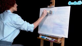 Ryan Keely bob ross cosplayban festés óráján megvadul a hatalmas didkós milf
