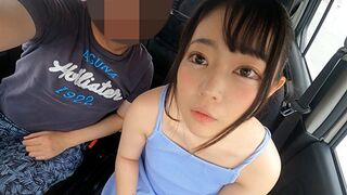 Kolosszális szemek és apró test! 147 cm-es osaka mini csajszika cidázza és veri a brét vezetés közben